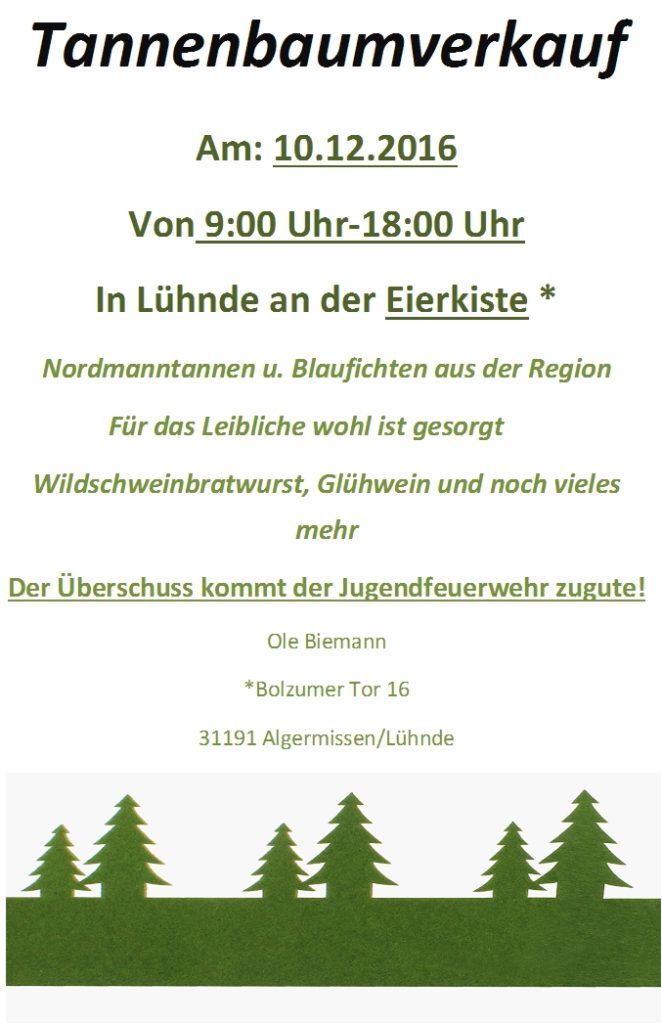 Tannenbaumverkauf am 10.12.2016