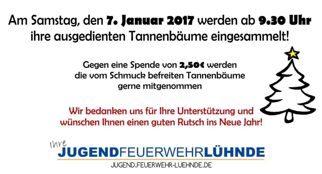 Ankündigung: Tannenbaumaktion der Jugendfeuerwehr Lühnde