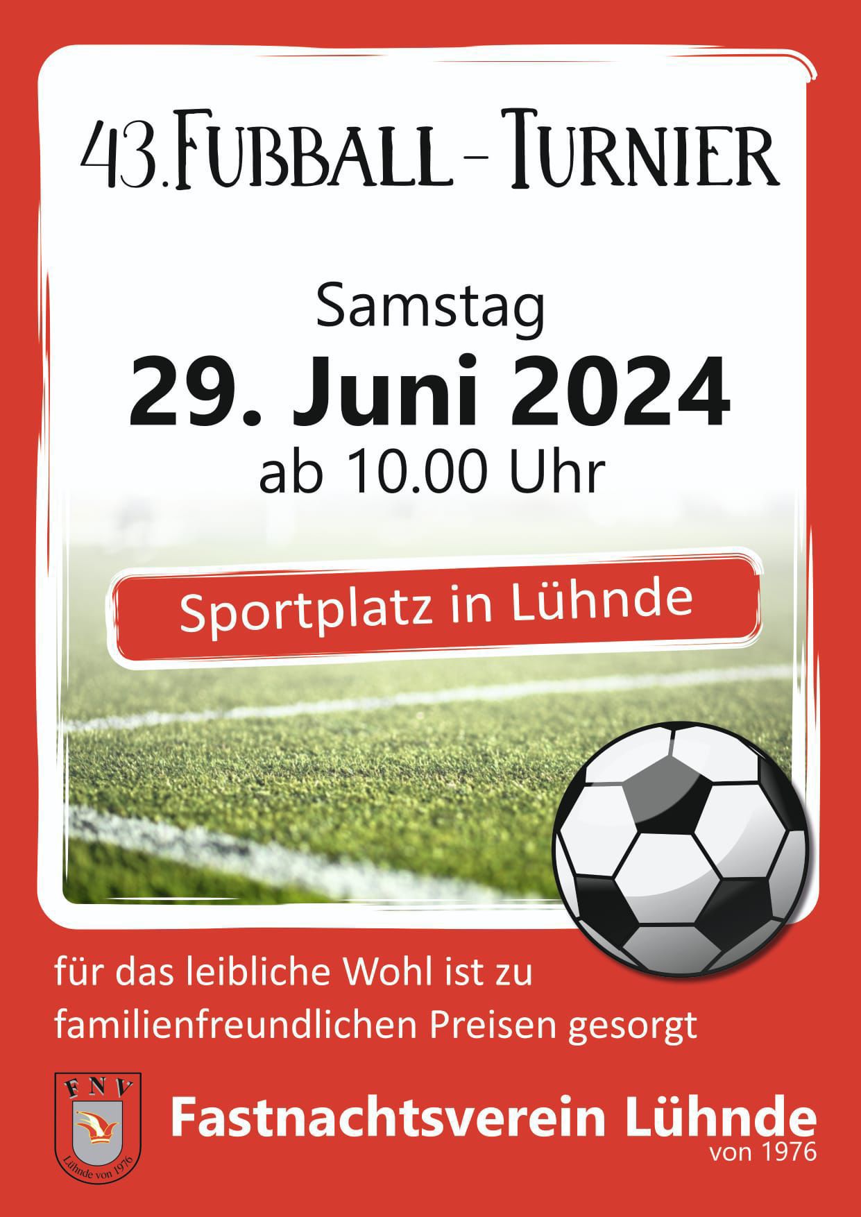 Einladung zum 43. Fußballturniers des Fastnachtsvereins
