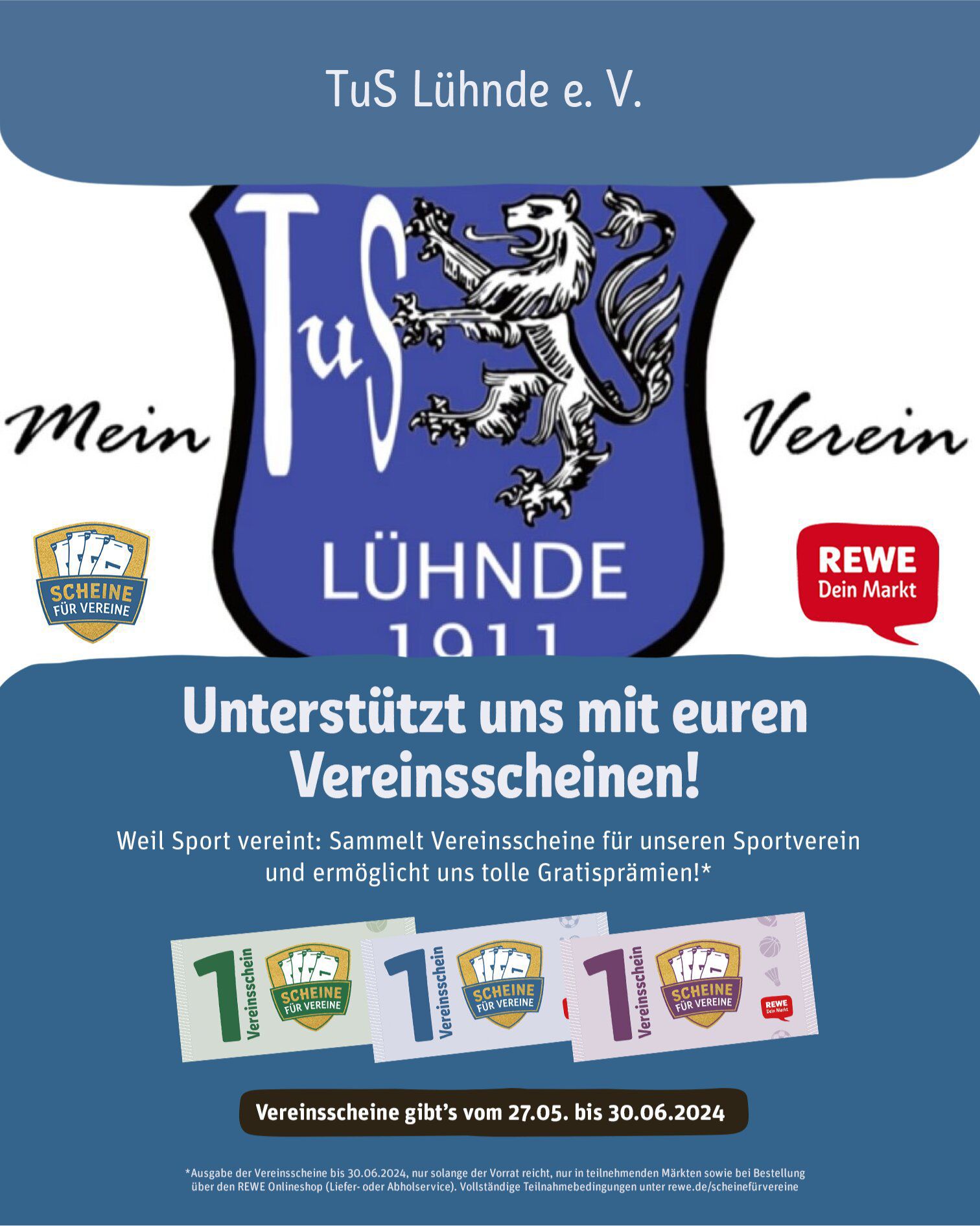 Der TuS Lühnde bittet um Unterstützung durch Vereinsscheine