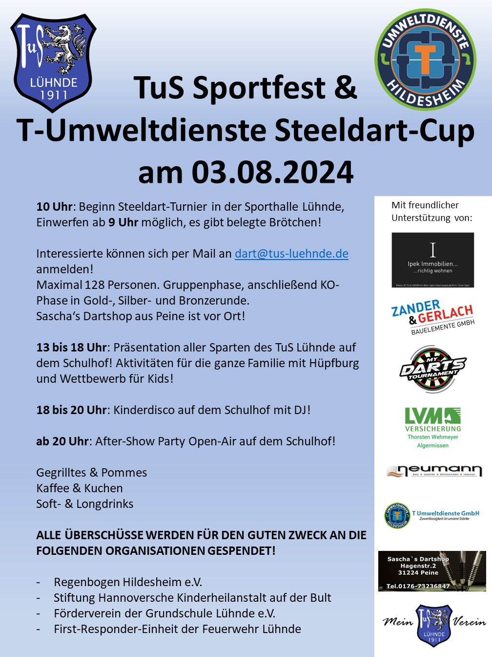 TuS Sportfest & T-Umweltdienste Steeldart-Cup am 03.08.2024