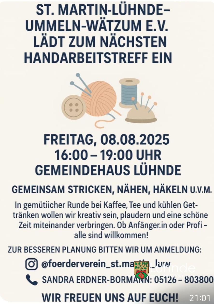 Handarbeitstreff des Fördervereins St. Martin am 08. August 2025