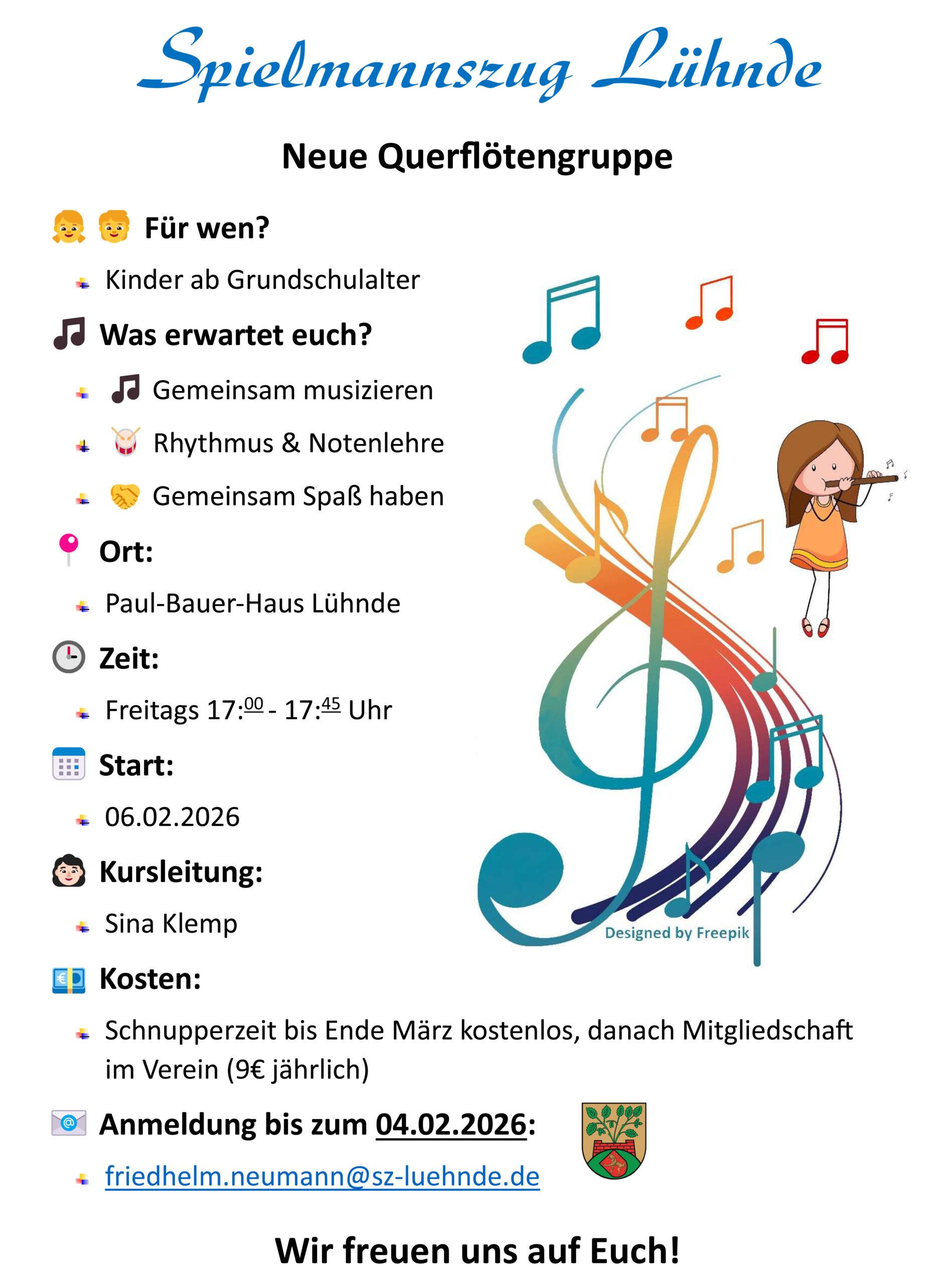 Neue Querflötengruppe beim Spielmannszug Lühnde startet im Februar