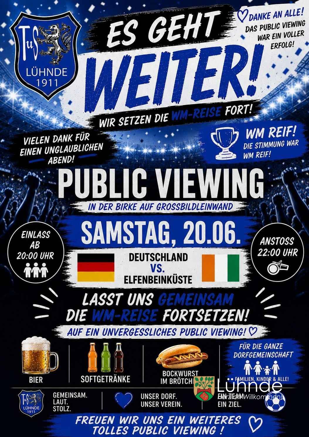 Das WM-Public-Viewing geht in die 2. Runde