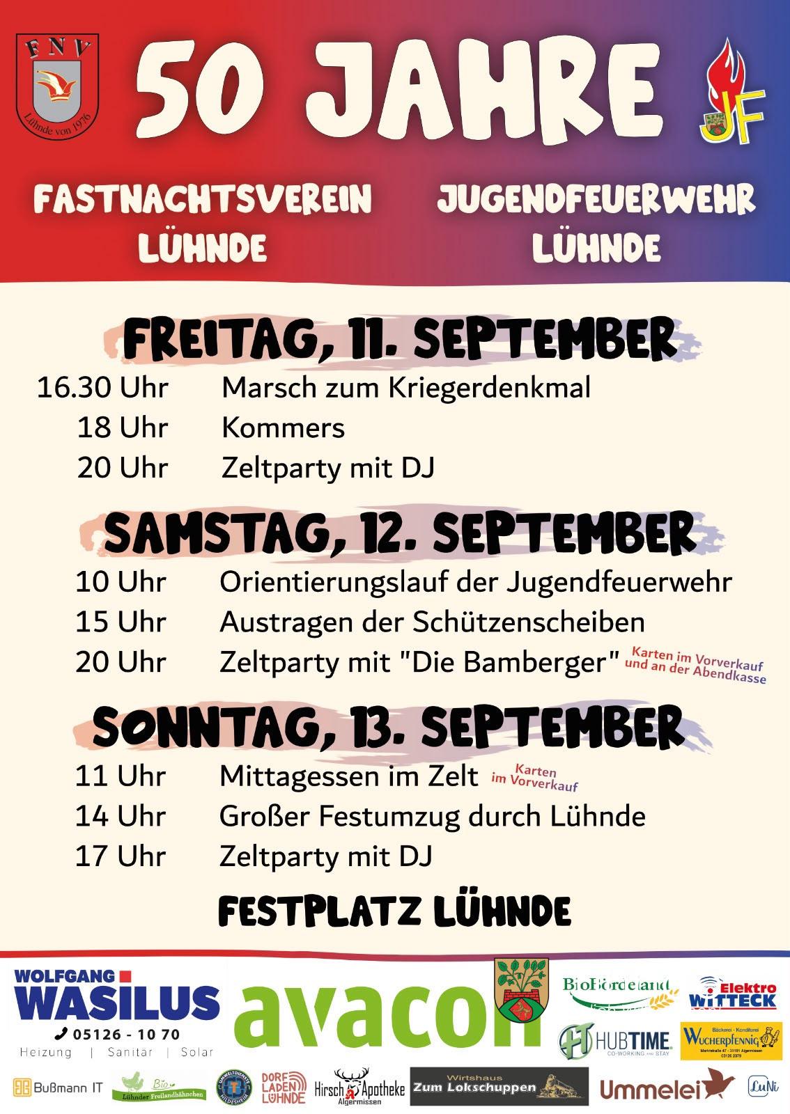 Lühnde feiert: 50 Jahre Fastnachtsverein und Jugendfeuerwehr – Jetzt Karten sichern!