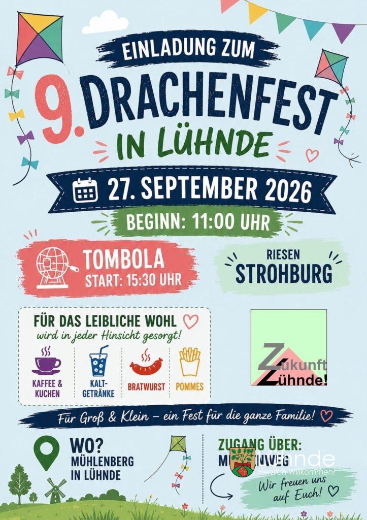 Einladung zum 9. Lühnder Drachenfest am 27. September 2026