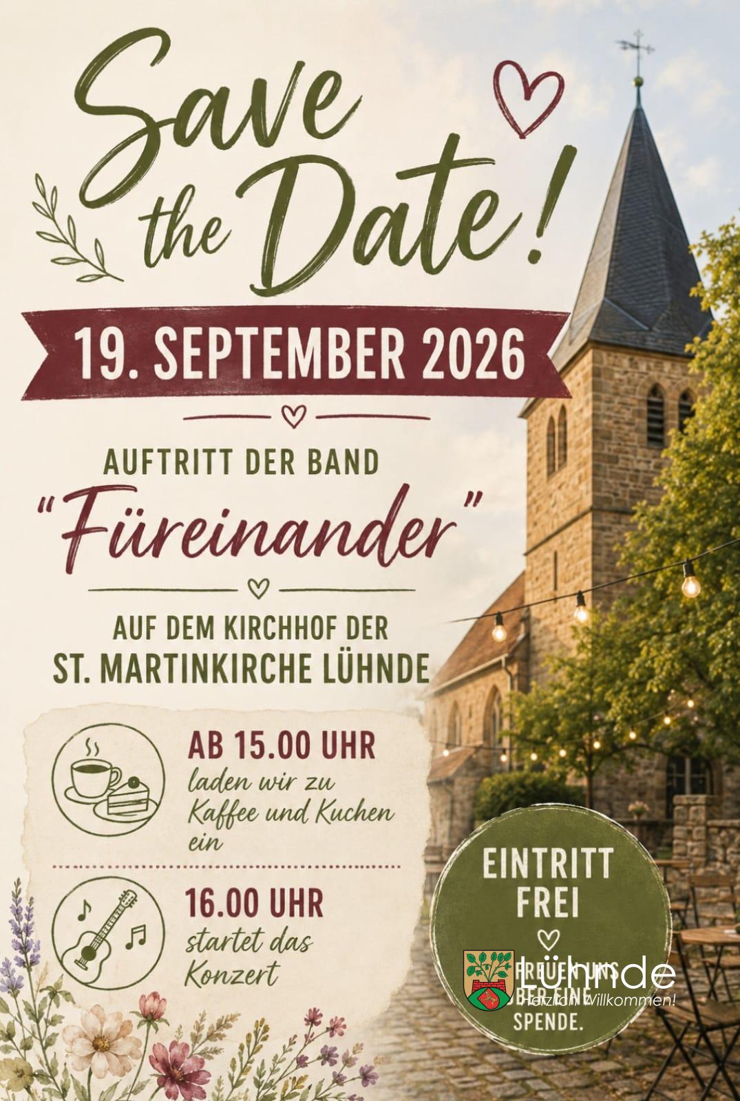 Konzert der Band „Füreinander“ an der Kirche Lühnde
